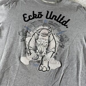 Y2K Ecko Unltd. Graphic‎ Tee Shirt Men's Large Gray Rhino Logo Short Sleeve